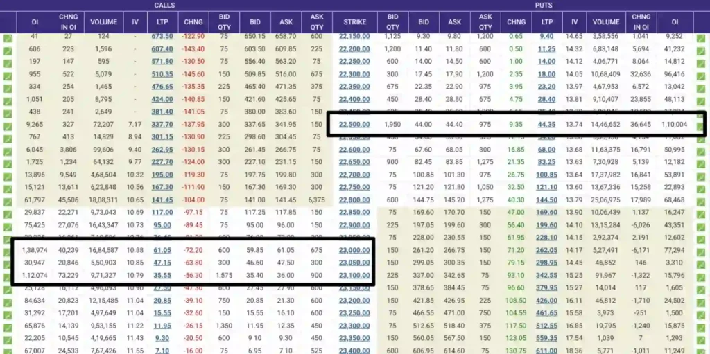 Nifty 50 option chain