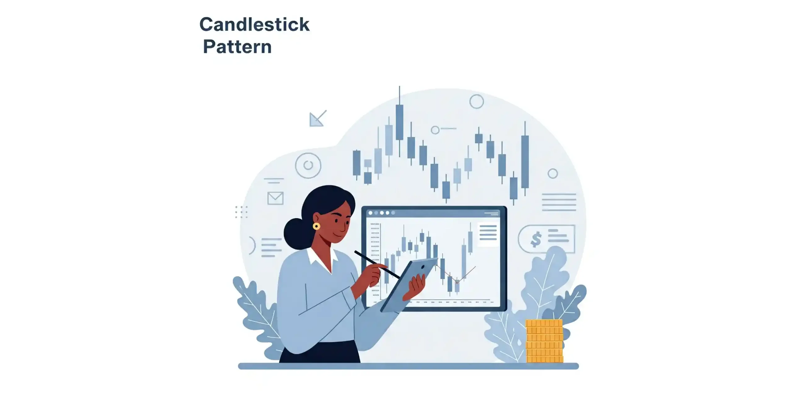 trader studying candlestick patterns