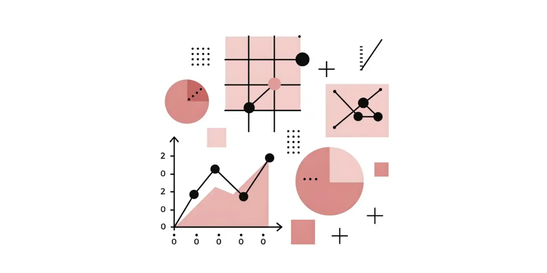 pie chart, line graph, rectangle