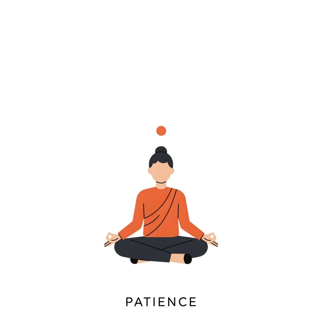 a monk sitting in mediation showing patience and calm