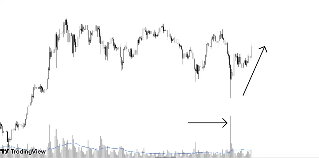 price instantly reverses after high volume